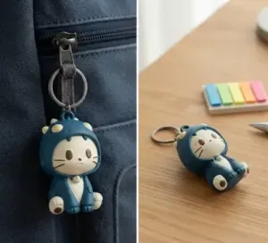 Cute Cat in Dinosaur Costume Keychain & Toy