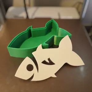 3D Printable Mini Jewelry Box STL File, Fish Shape Basic Box
