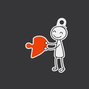 Keychain puzzle heart boy