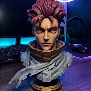 Heroic Warrior Anime Bust | Fantasy Swordsman Statue