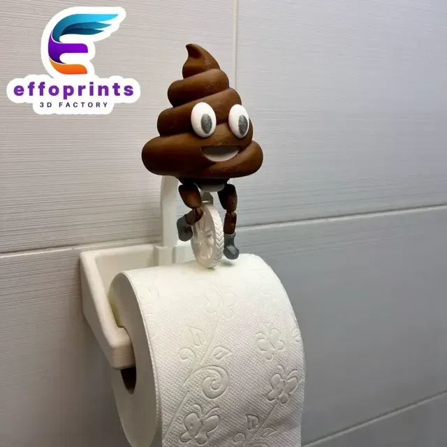 Poop Emoji Riding On Toilet Paper Hanger Gadget — Фото 5 из 9