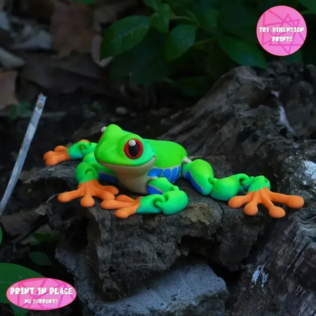 Print In Place Cute Flexi Red-Eyed Tree Frog — Фото 9 из 9