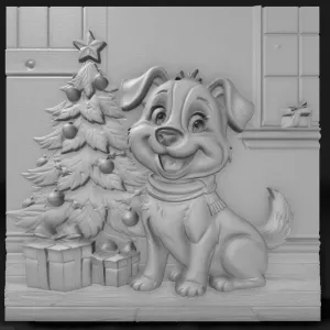 dog by the Christmas tree 2