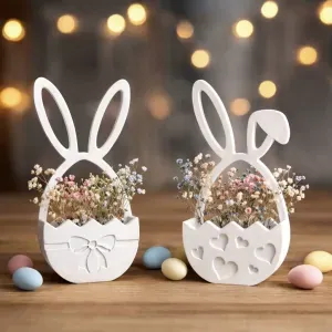 Easter Egg Basket Set | Bunny Ear Egg Holder Decor