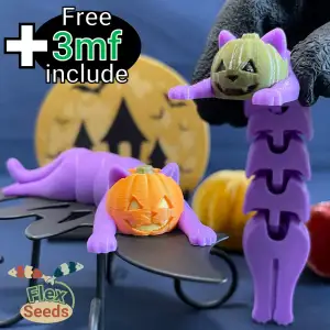 Flexi Pumpkin cat (Print-in-place)