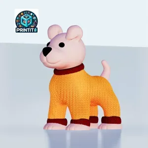 Cute dog with a knitted sweater