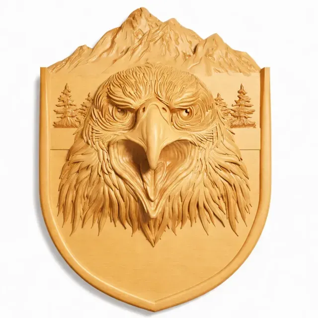 Eagle in mountain. Bas relief