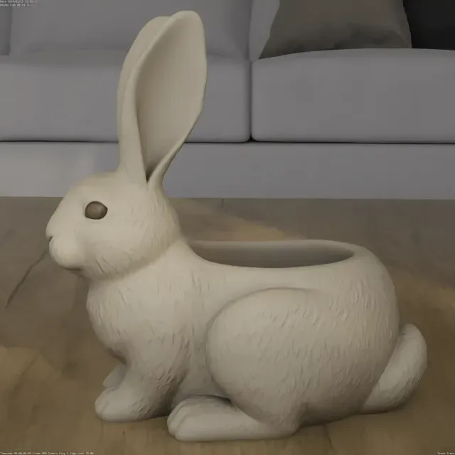 Cute Rabbit Planter Container 3D Print STL Model — Image 3 of 9