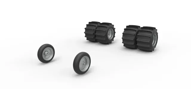 Wheel Set of Vintage Funny Car for Sand Drag Racing 1:25 — Фото 3 из 9