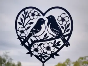 Love Birds Heart Floral 2D Wall Art