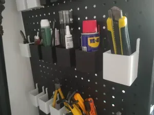 Shelf Version Pegboard Storage Boxes and Hooks