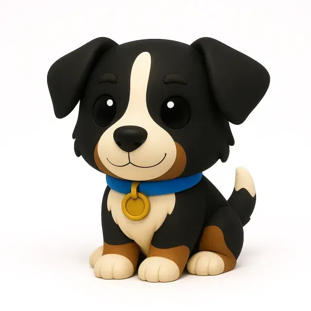 🐶 Chibi Border Collie – The Smart Pup (Tricolor Edition)
