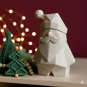 Low Poly Santa Claus Figure | Modern Christmas Decor
