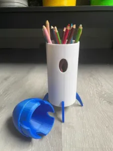 Rocket Ship Pen Holder - Space Vehicle Desk Organizer