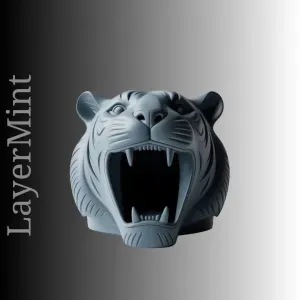 Tiger Head Bust 3D Model – Roaring Animal Statue STL