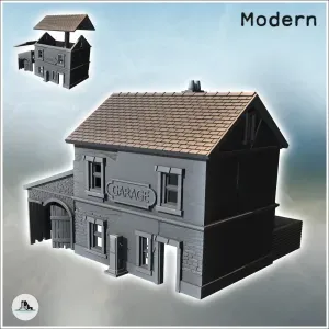 Automobile garage building with annex and gas station (21) -