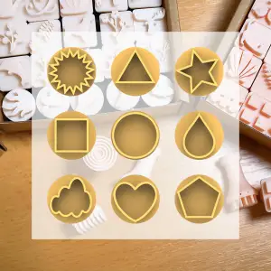 Ceramic Clay Stamp Set – Basic Shapes (9 Stamps, 20 mm)