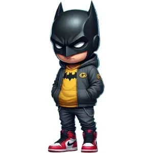 Chibi Batman Kid in Hoodie & Sneakers Mini Batman