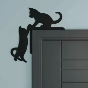 Cat Duo Over the Door – Playful Silhouette Wall Art