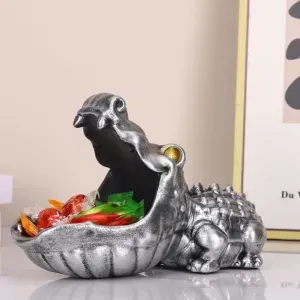 Gator Organizer: Decorative Statue with Open Mouth