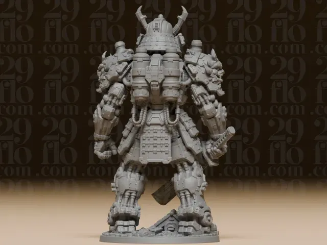 #188 Cyberpunk Mecha Samurai Statue - Futuristic Warrior — Фото 3 из 5