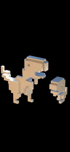 Trex and small dinosaur made of cubes — Фото 2 из 9