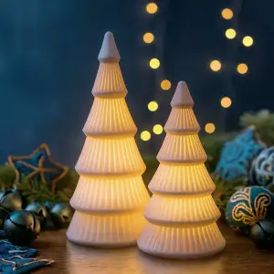 Christmas Tree Candle Holder Set | 2 pcs LED Holiday Decor
