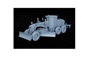 Realistic Motor Grader Heavy Construction Vehicle