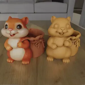 Cute Squirrel Planter STL 3D Printable Container