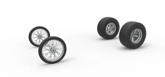 Wheel set of Vintage Front engine dragster V4 Scale 1:25 — Image 2 of 9