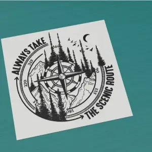 Always Take the Scenic Route mountain compass
