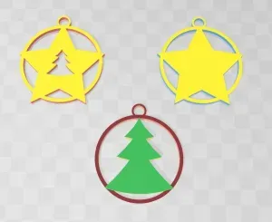 3 small decorations for the Christmas tree.