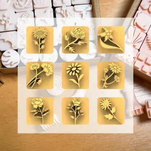 Ceramic Clay Stamp Set – Flowers 2 (9 Stamps, 20 mm)