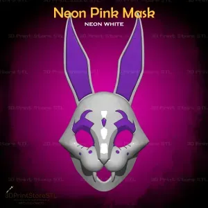 Pink Mask Cosplay Neon White Game - STL File