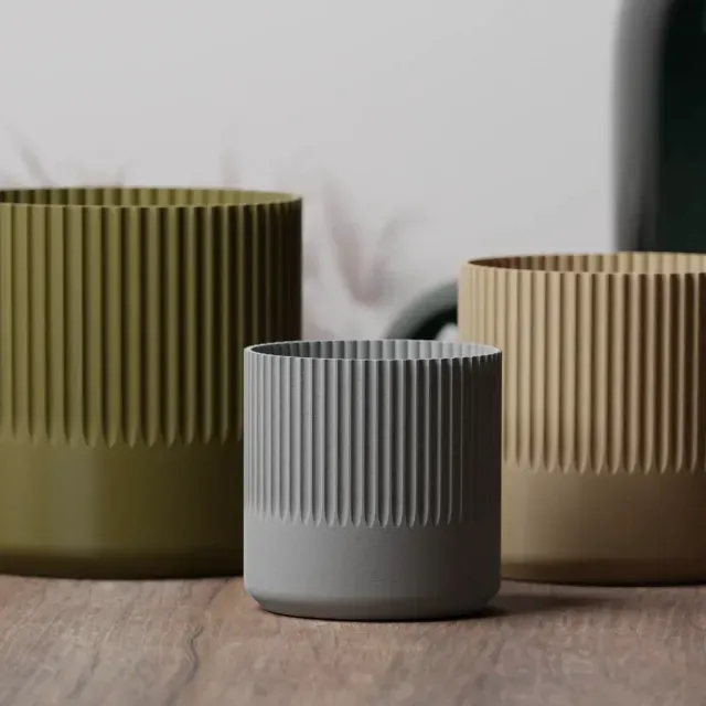 Modern Vase Pot Half Grooved Different Sizes