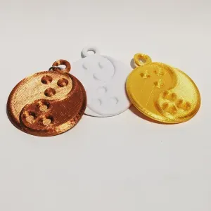 Dudeist Yin-Yang Bowling Ball Pendant / Keychain