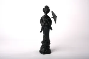 Geisha with a Parasol Sculpture - Japanese-Inspired Art