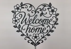 Welcome Home Heart Floral 2D Wall Art