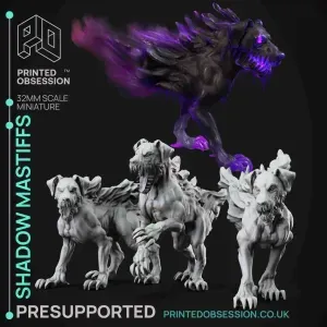 Shadow Mastiffs - Feywild vs Shadowfell - Presupported - 32mm sc