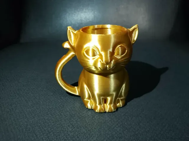 Cute Sitting Cat Cup With Big Eyes Tail Handle And Ears