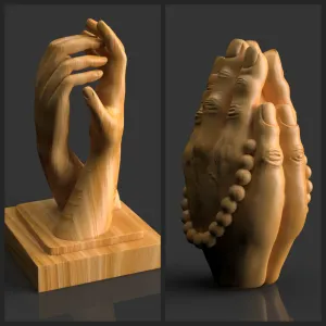 Hand statuette with rosary beads