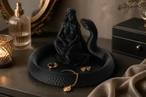 Woman and Snake Figurine - Dark Fantasy Sculpture