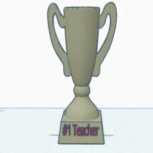 #1 Teacher Trophy Flat Model