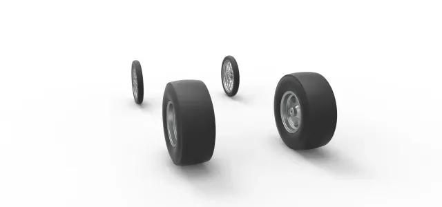 Wheel set of Vintage Front engine dragster V4 Scale 1:25 — Image 8 of 9