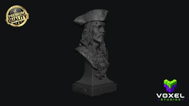 Jack Sparrow Bust STL Pirates of the Caribbean 3D Print Scu — Фото 3 из 6