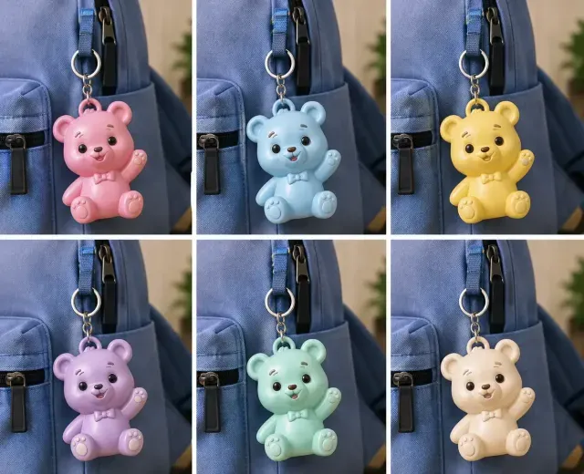 Cute Waving Teddy Bear with Bowtie Keychain & Toy — Фото 3 из 5