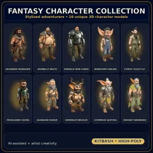 Fantasy Character Collection – Stylized Adventurer Kitbash