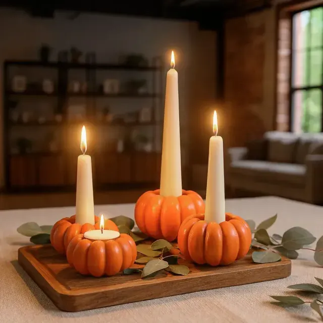 Pumpkin Tealight and Candlestick Holder Halloween Decor — Image 4 of 6