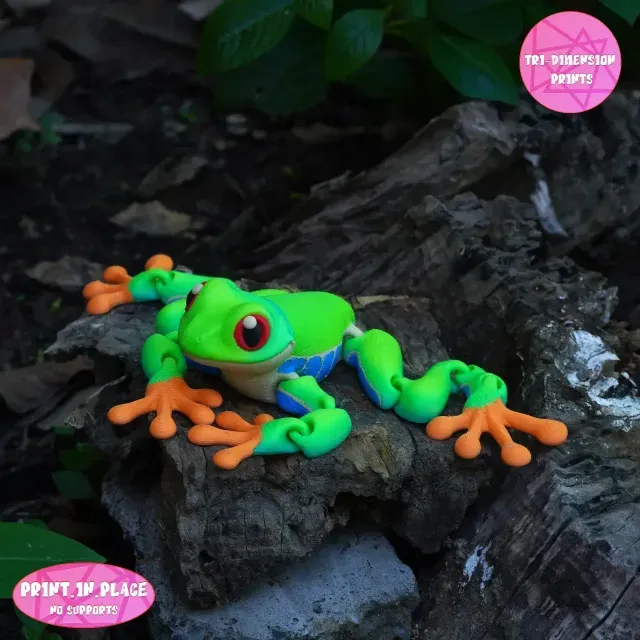 Print In Place Cute Flexi Red-Eyed Tree Frog — Фото 4 из 9
