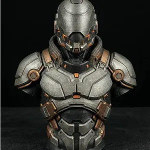 Cyberpunk Armor Bust | Futuristic Soldier Statue | High-Tech
